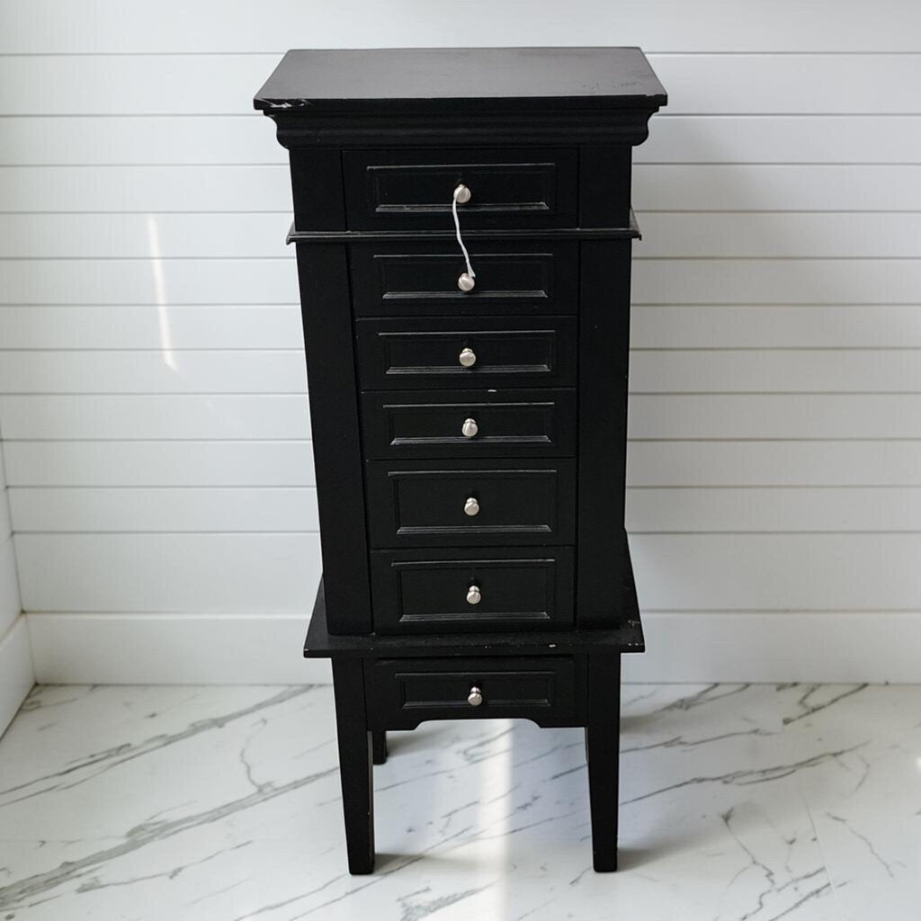 8324 Transitional Black Jewelry #Armoire with Zebra Print Lining