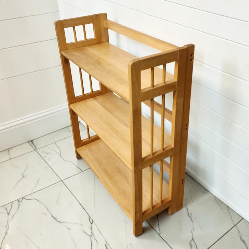 8325 Mission-Style 3-Tier Solid Wood Folding Bookshelf