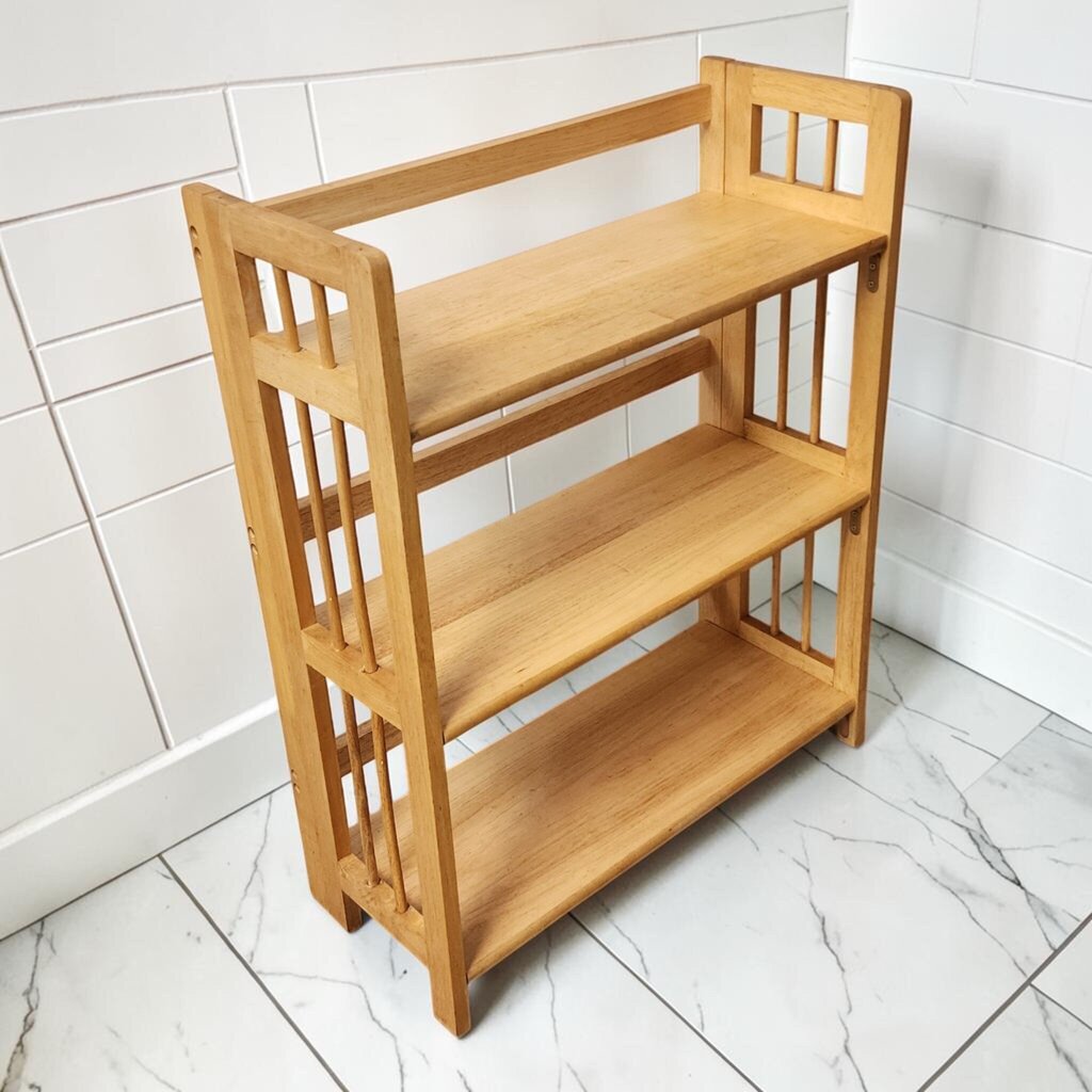 8325 Mission-Style 3-Tier Solid Wood Folding Bookshelf