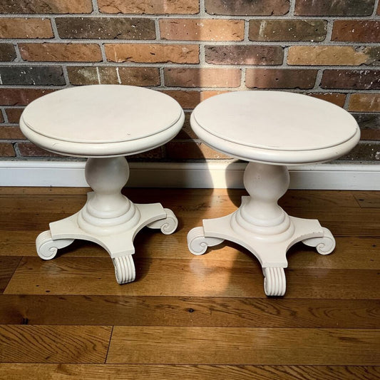 8326-8327 Bombay Furniture Round Pedestal Accent Table Used ~ FURNITURE