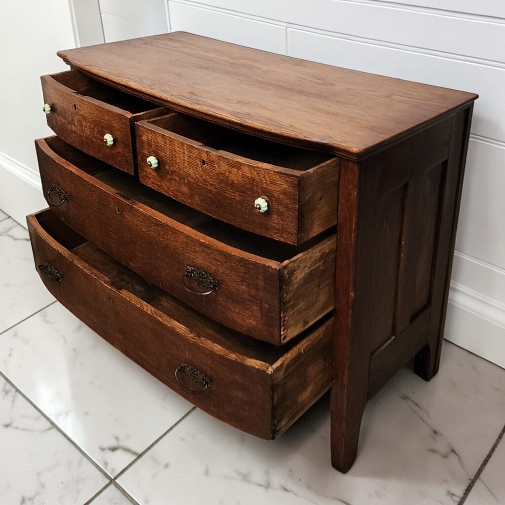 8328 Antique Early American Tiger Oak Chest of Drawers