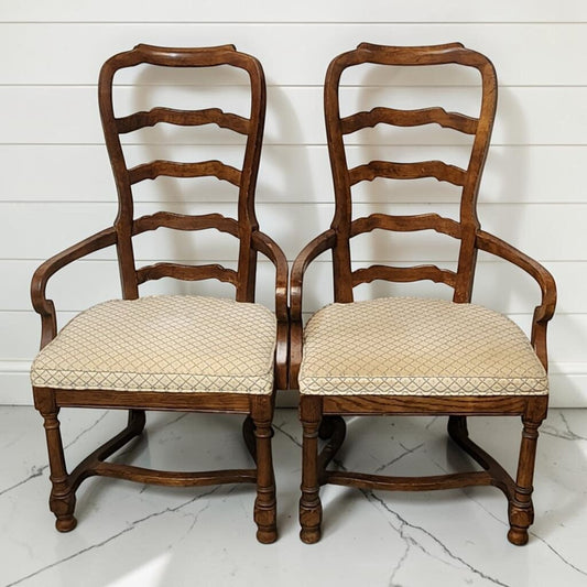 8333-8334 French Country Ladder-Back Armchairs Used ~ FURNITURE