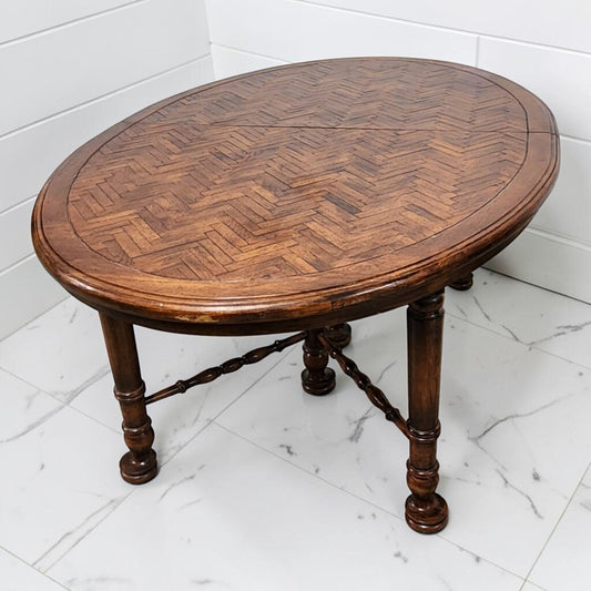 8335 Herringbone Parquetry Oval Dining #Table Used ~ FURNITURE