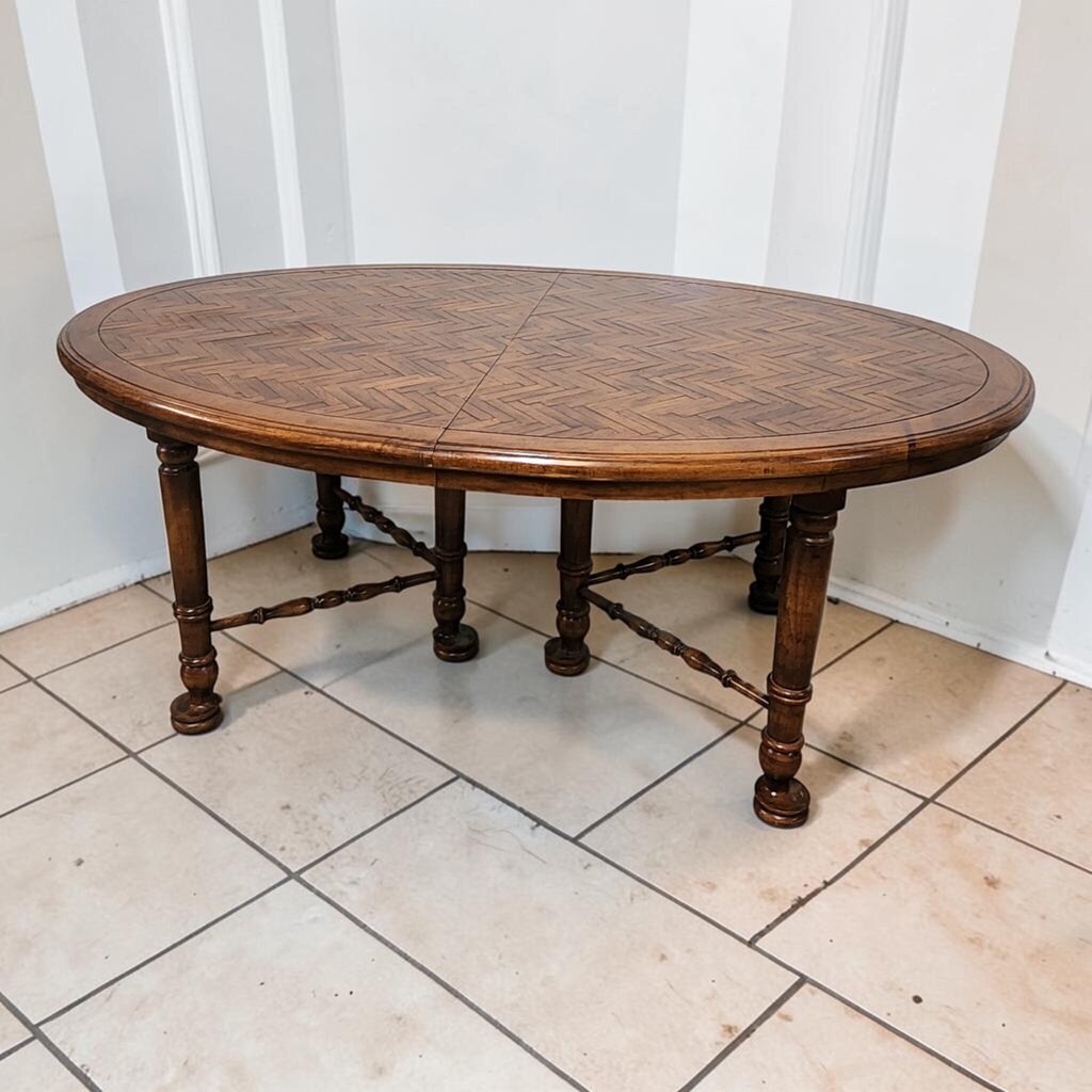8335 Herringbone Parquetry Oval Dining #Table ~ FURNITURE