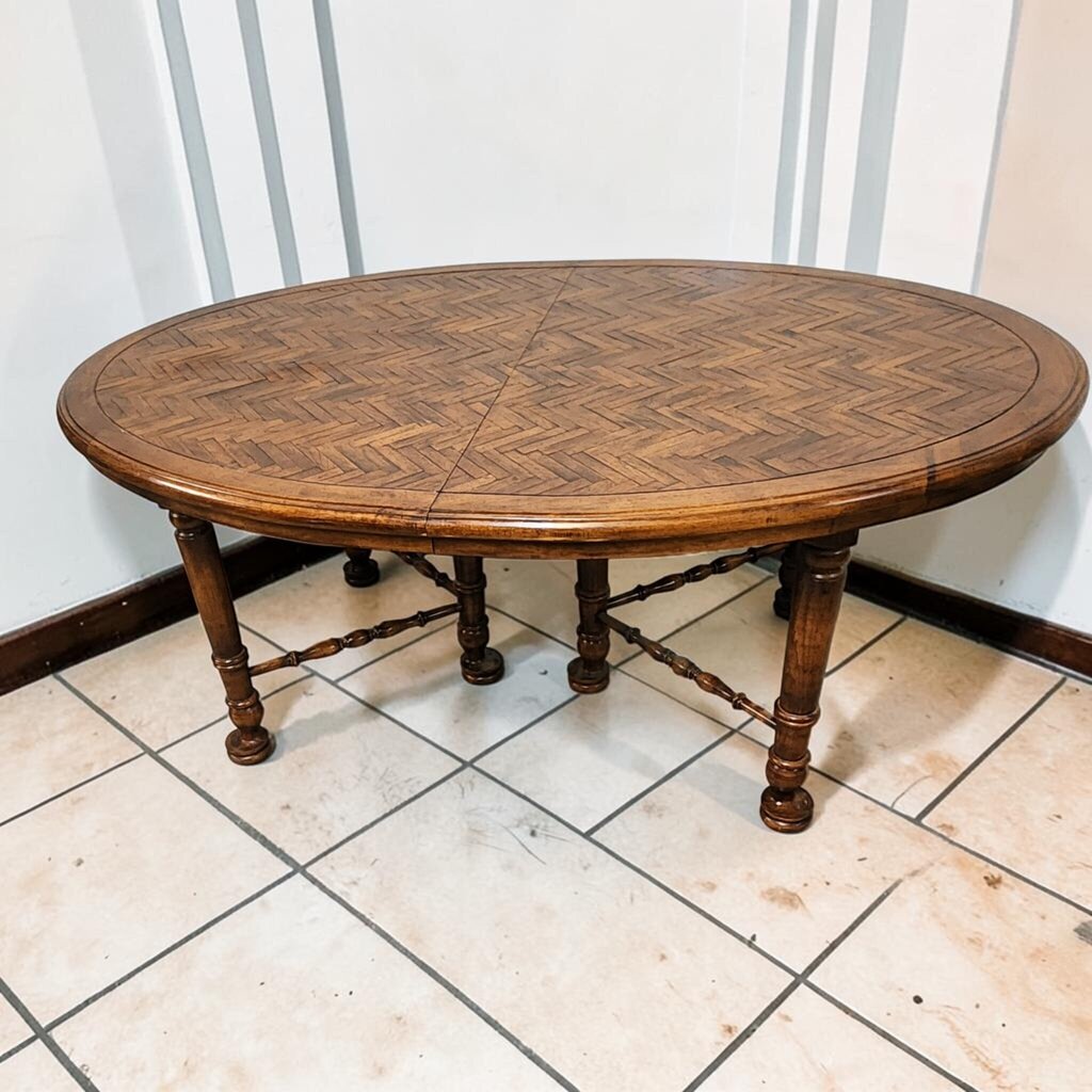 8335 Herringbone Parquetry Oval Dining #Table ~ FURNITURE