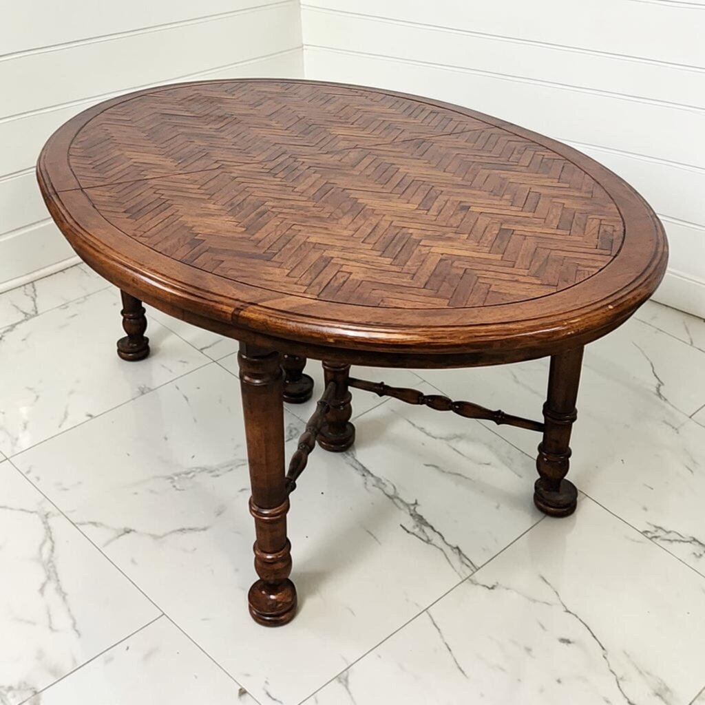 8335 Herringbone Parquetry Oval Dining #Table ~ FURNITURE
