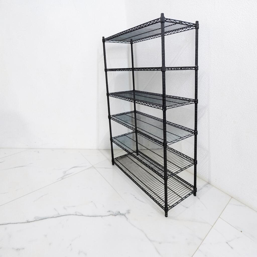 8336 Contemporary 6-Tier Black Steel Wire Shelving Unit ~ FURNITURE