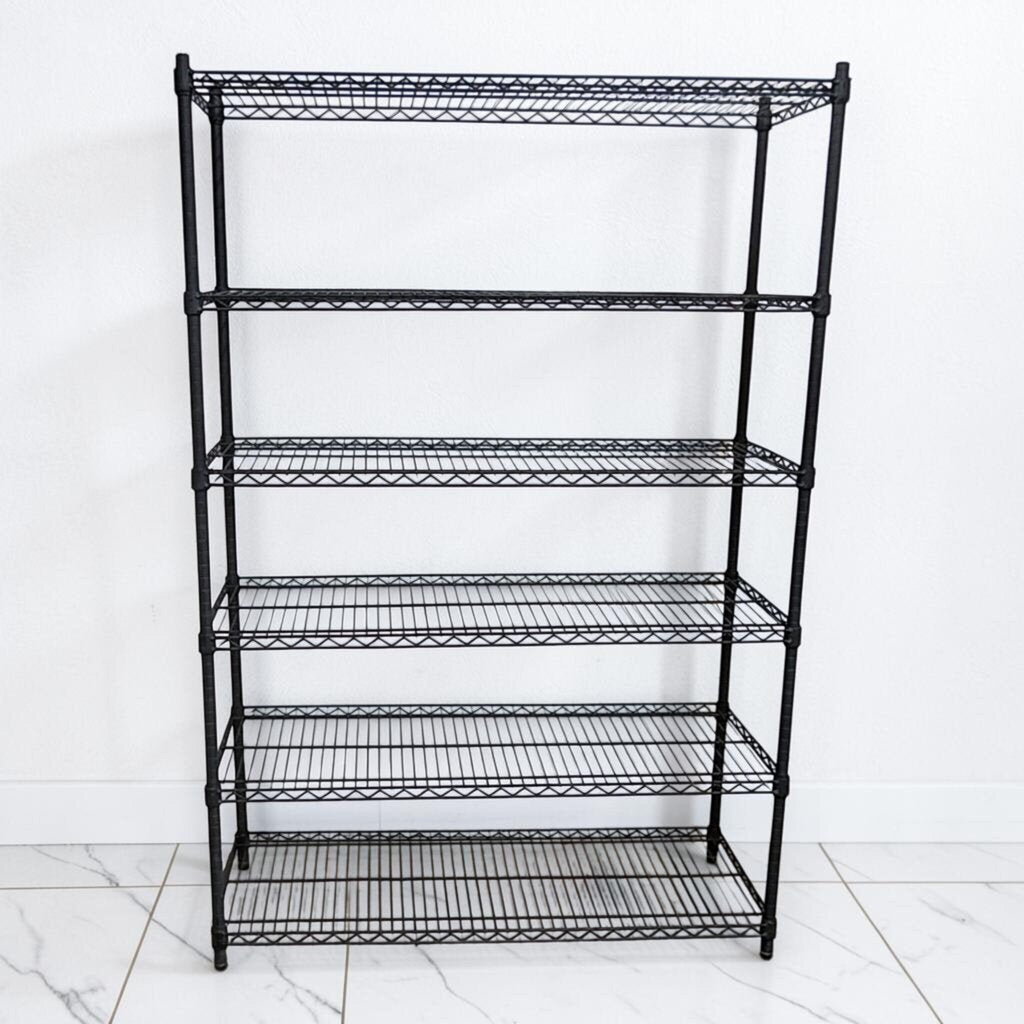 8336 Contemporary 6-Tier Black Steel Wire Shelving Unit ~ FURNITURE