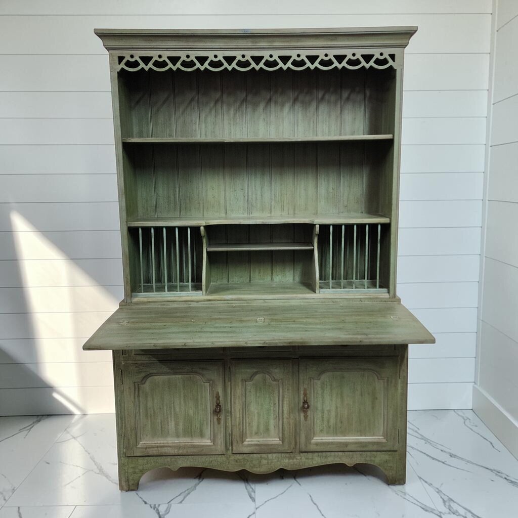8340 Distressed Sage Green French Country Flip-Top Welsh Dresser ~ FURNITURE