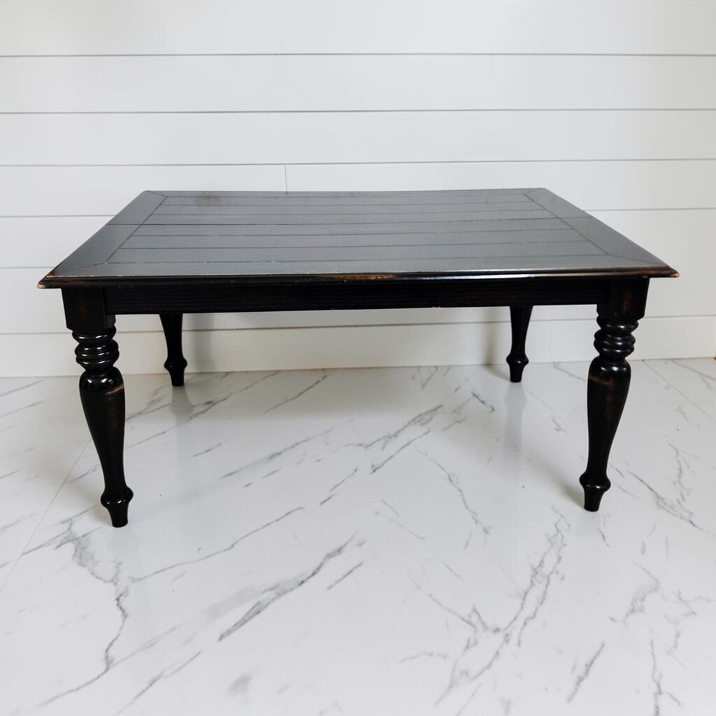 8341 Distressed Black Farmhouse Turned Leg Coffee Table Used ~ FURNITURE