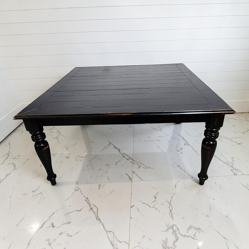 8341 Distressed Black Farmhouse Turned Leg Coffee Table ~ FURNITURE