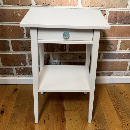 8355 White Shaker 2 Tier Accent Table with Drawer