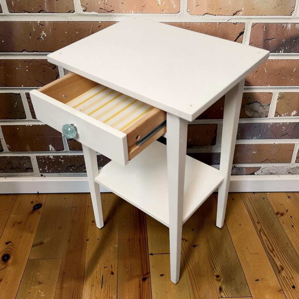 8355 White Shaker 2 Tier Accent Table with Drawer