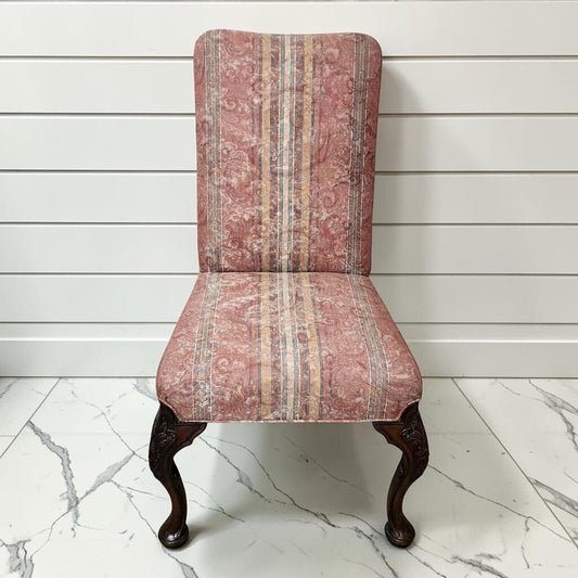 8357 Vintage Queen Anne Style Carved Upholstered Side #Chair