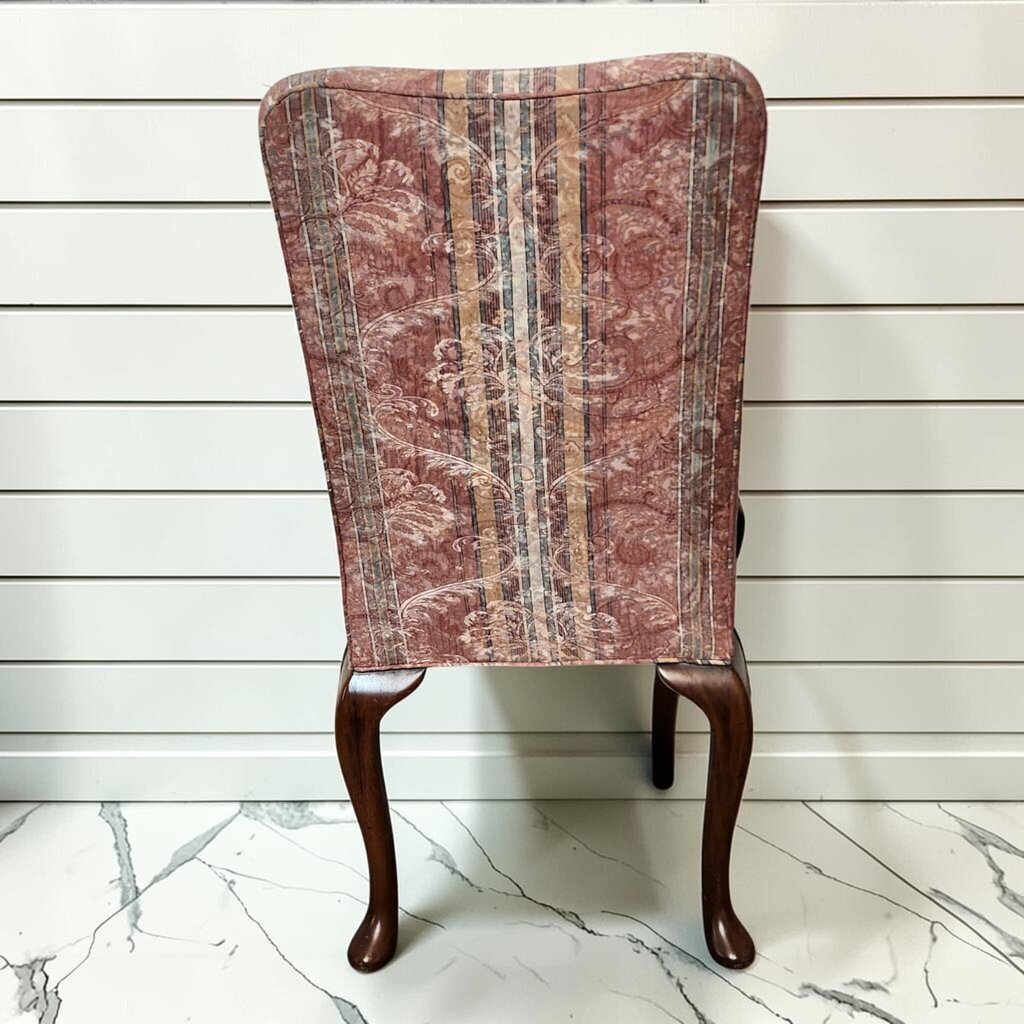 8357 Vintage Queen Anne Style Carved Upholstered Side #Chair