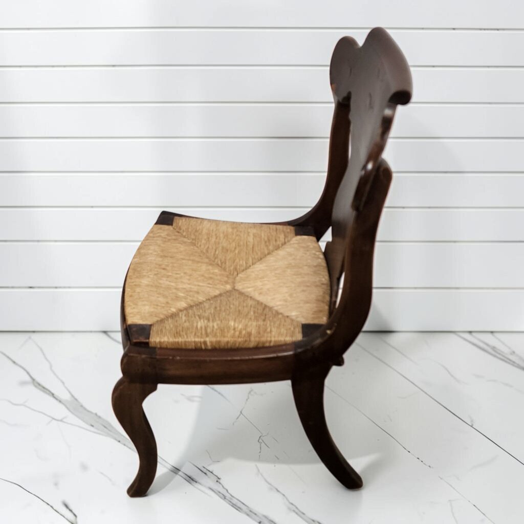 8358 Antique Mahogany Empire Side #Chair with Rush Seat