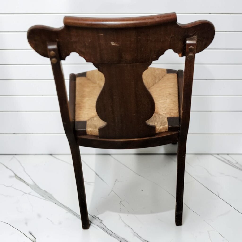 8358 Antique Mahogany Empire Side #Chair with Rush Seat