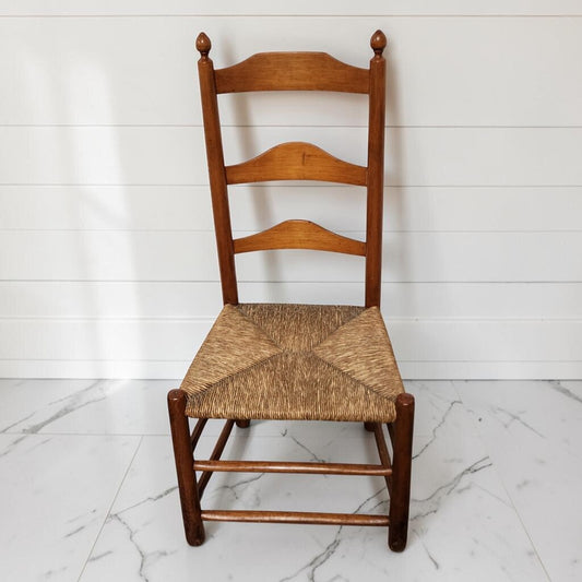 8362 Vintage French Provincial Ladder-Back Side #Chair with Rush Seat