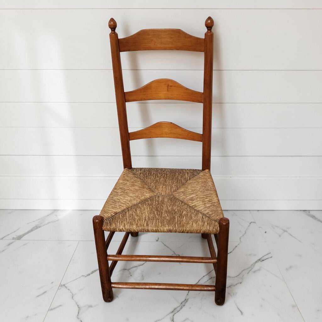 8362 Vintage French Provincial Ladder-Back Side #Chair with Rush Seat Used ~ FURNITURE