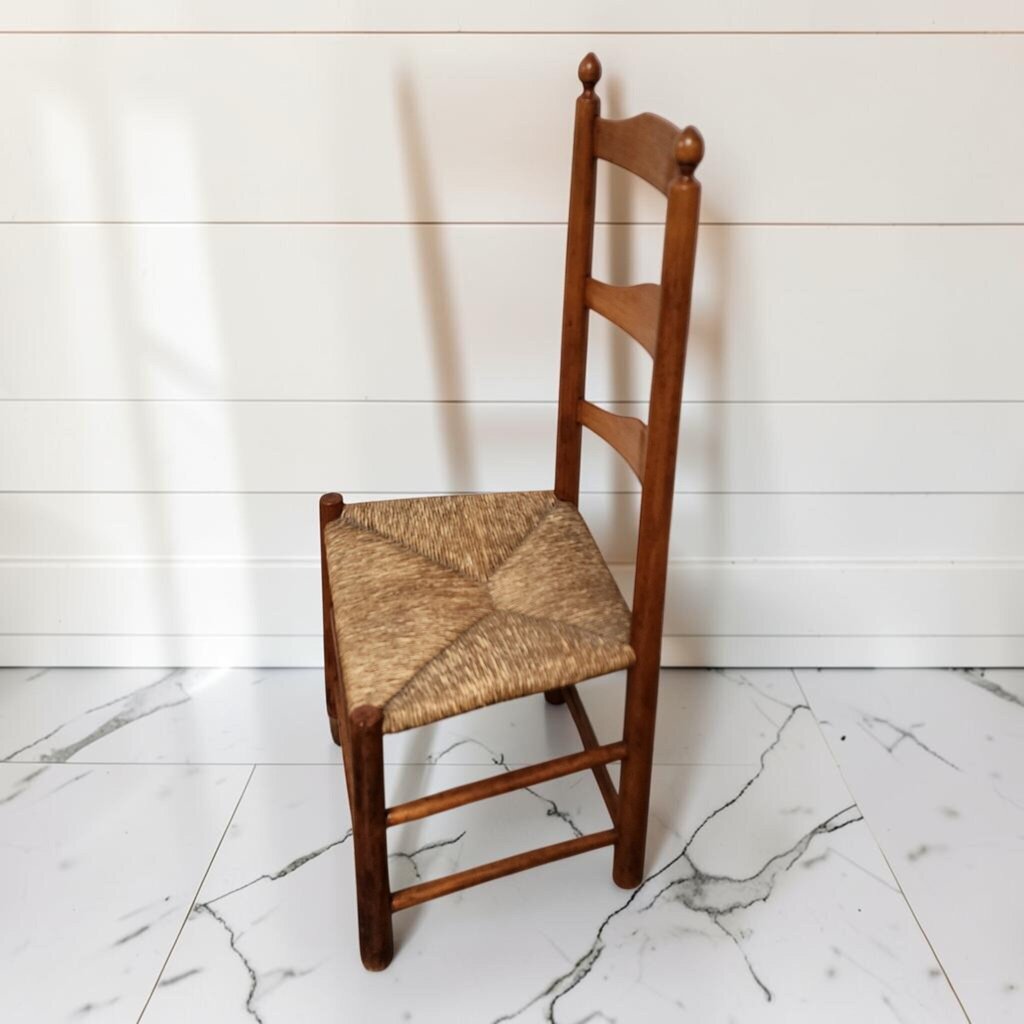 8362 Vintage French Provincial Ladder-Back Side #Chair with Rush Seat ~ FURNITURE
