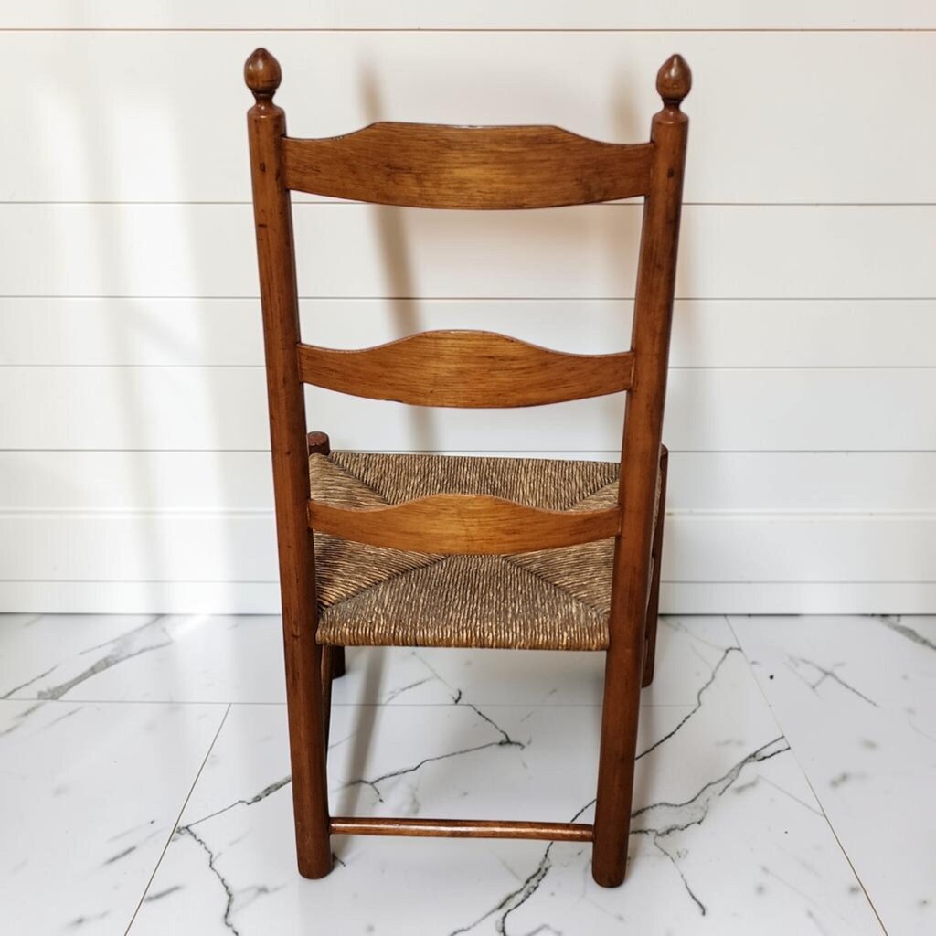 8362 Vintage French Provincial Ladder-Back Side #Chair with Rush Seat ~ FURNITURE