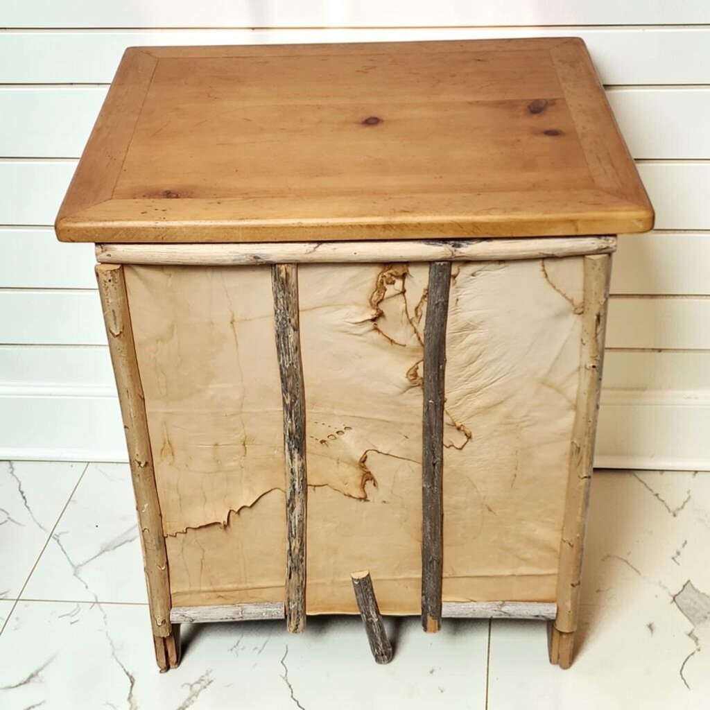 8365 Rustic Pine and Birch Bark Accent Cabinet