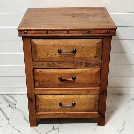 8366 Rustic Mexican Pine 3-Drawer Nightstand