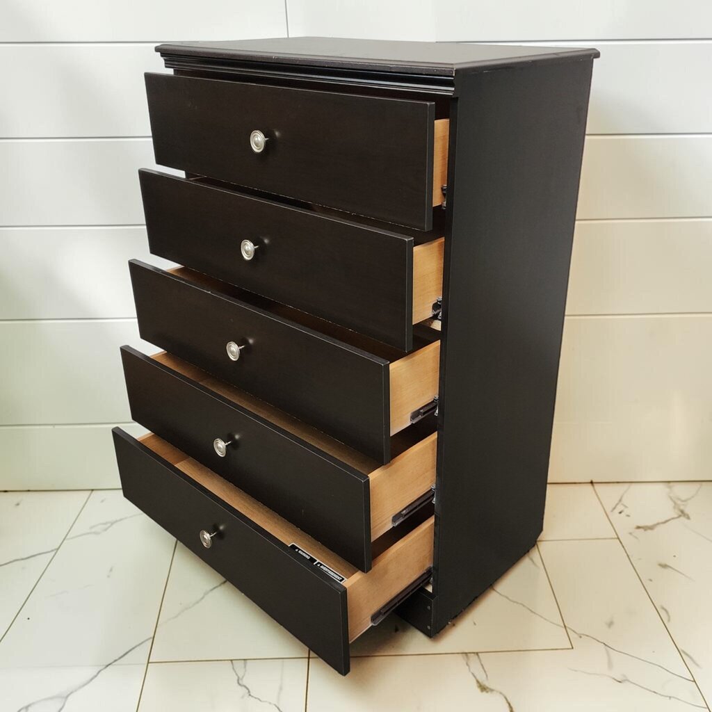 8369 Black 5 Drawer Chest