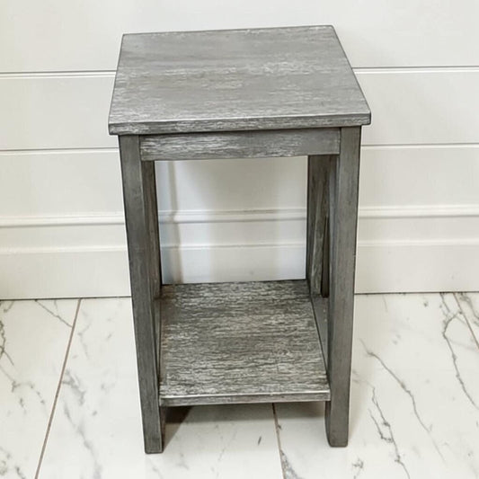 8372 Glam Farmhouse 2 Tier Silver Accent Table