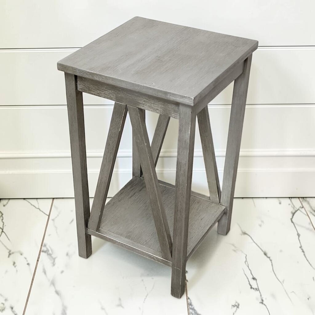 8372 Glam Farmhouse 2 Tier Silver Accent Table ~ FURNITURE
