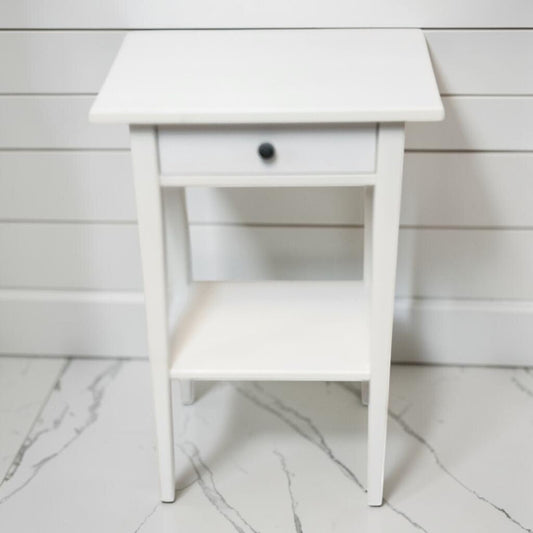 8374 White 2 Tier Accent Table with Drawer