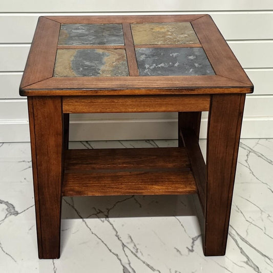 8379 Mission Style Slate Top Side Table