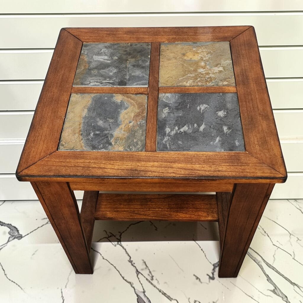 8379 Mission Style Slate Top Side Table ~ FURNITURE