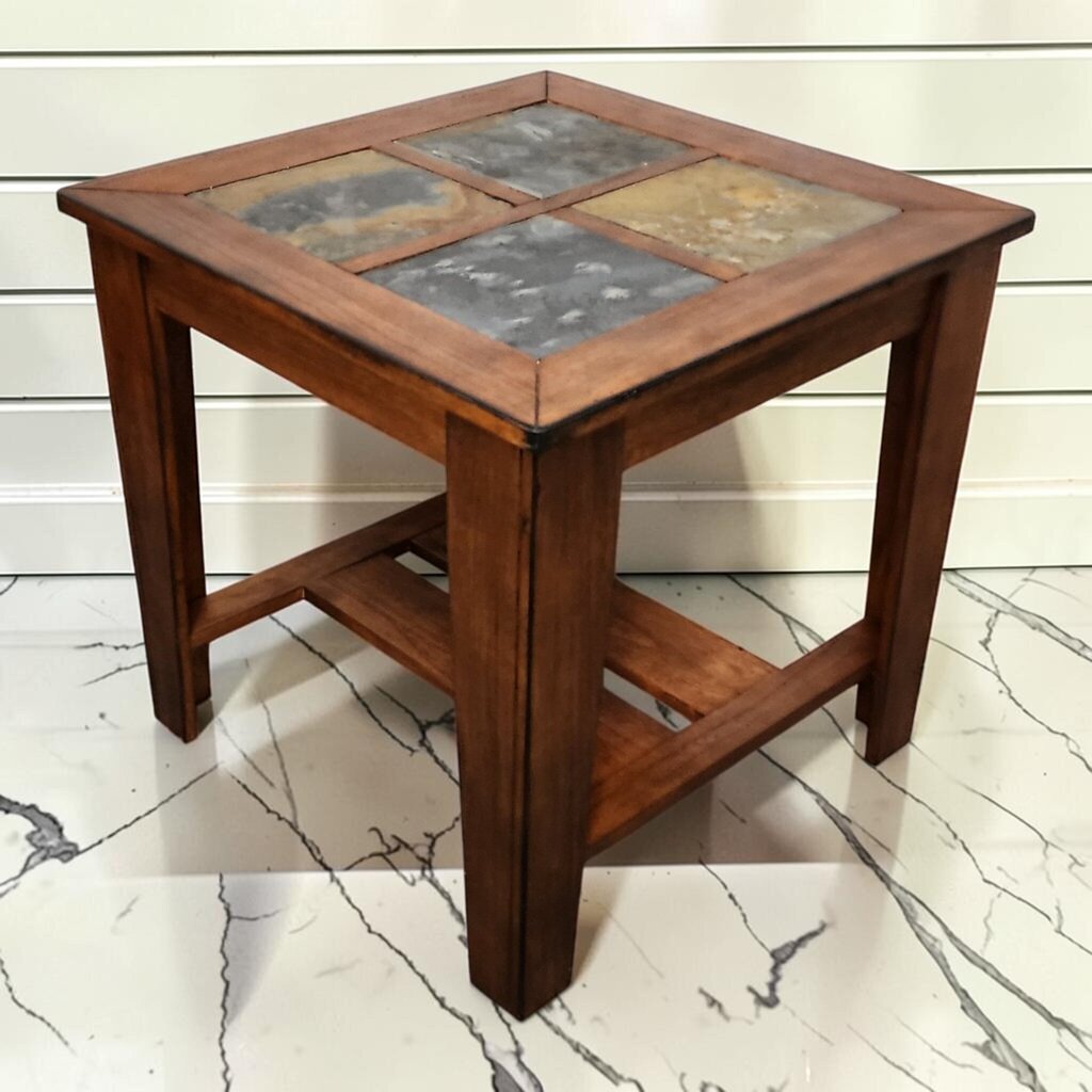 8379 Mission Style Slate Top Side Table ~ FURNITURE