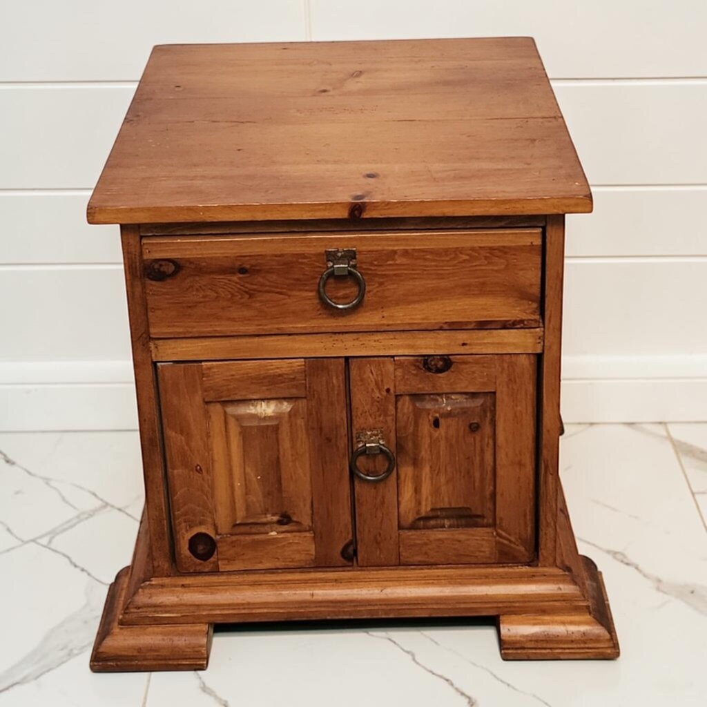 8380 Rustic Wooden Mexican Nightstand Used ~ FURNITURE