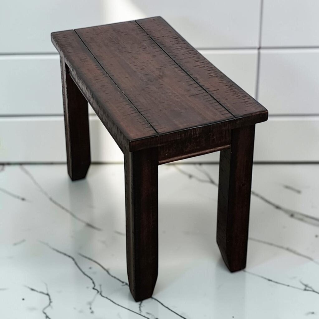 8383 Rustic Dark Walnut Finished Accent Stool