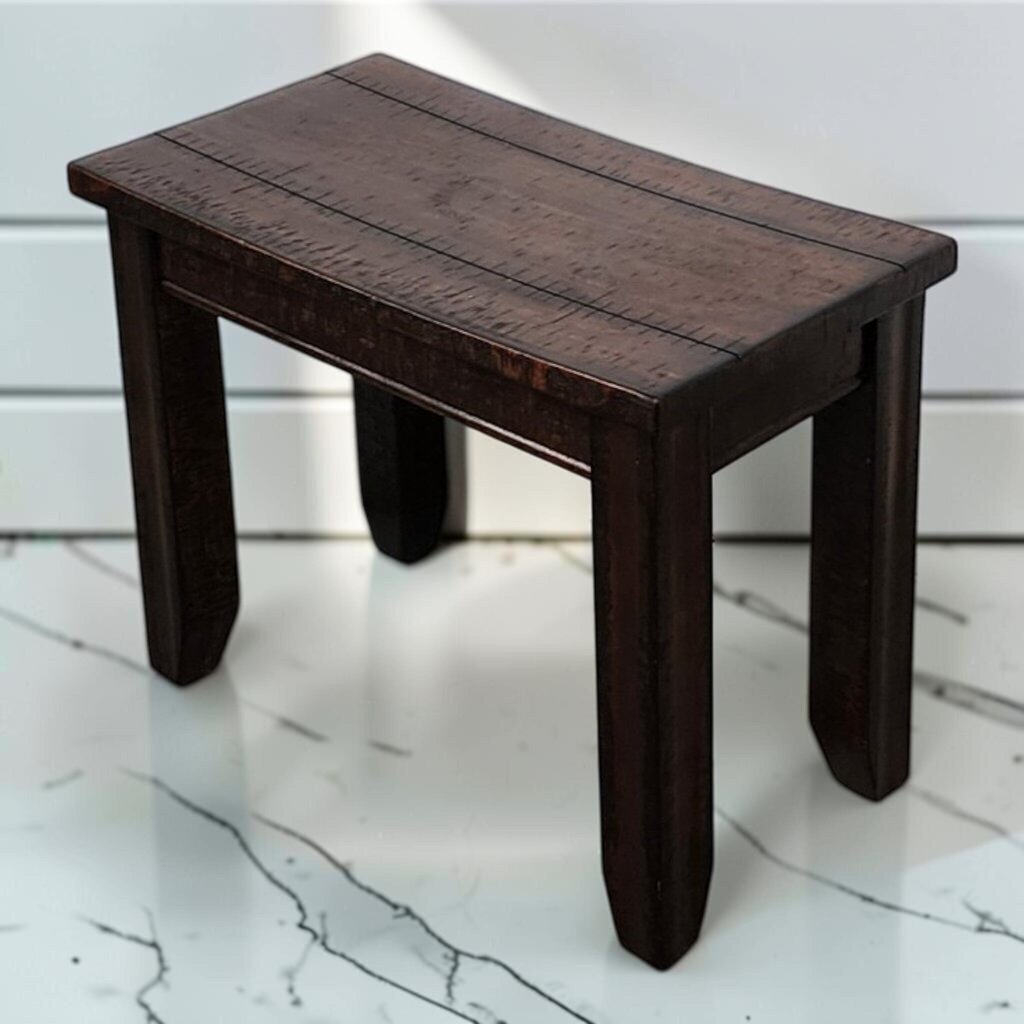 8383 Rustic Dark Walnut Finished Accent Stool
