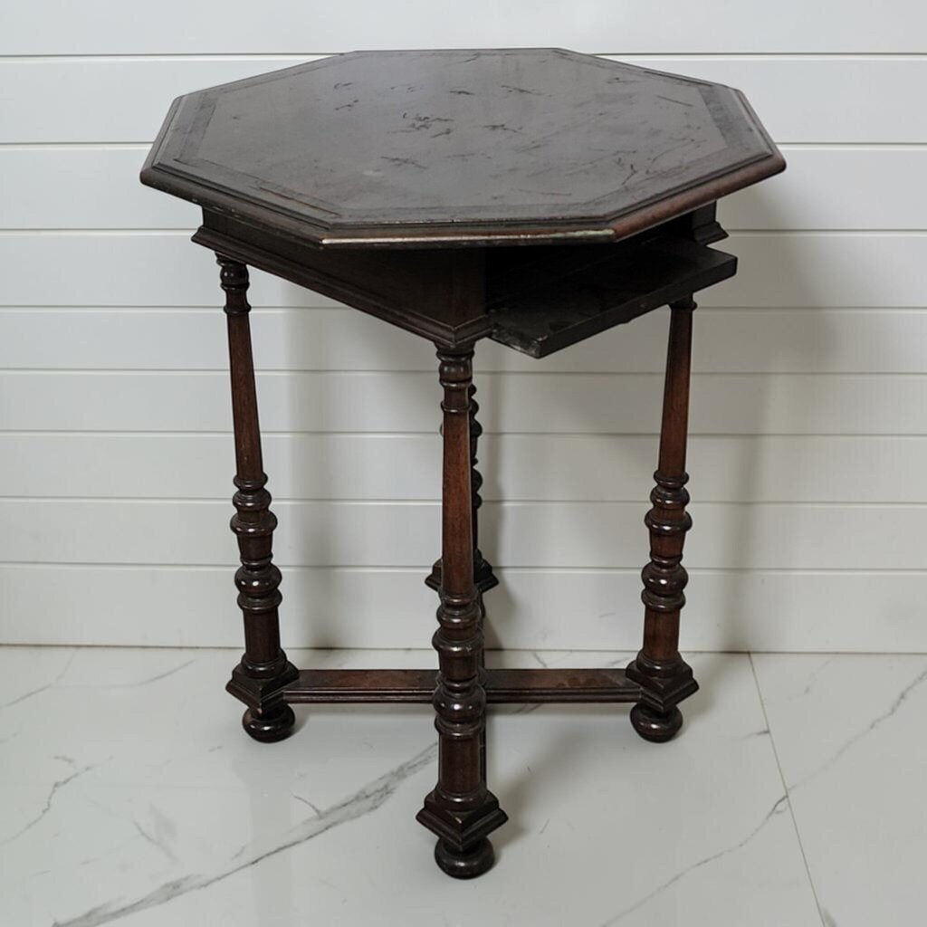 8386 Late 19th Century Renaissance Revival Octagonal Side #Table Used ~ FURNITURE