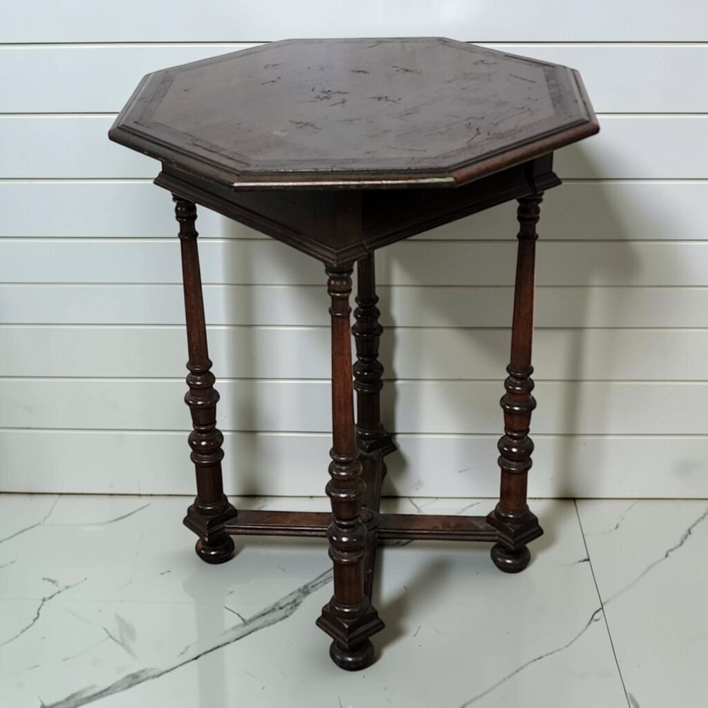 8386 Late 19th Century Renaissance Revival Octagonal Side #Table ~ FURNITURE