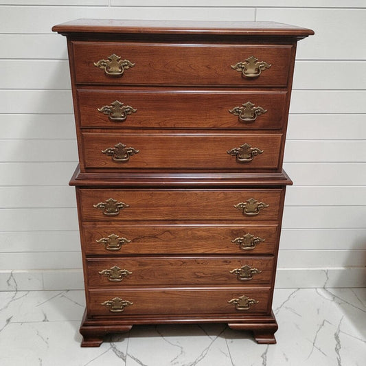 8391 Vintage Cherry Wood 5 Drawer Chest-on-Chest