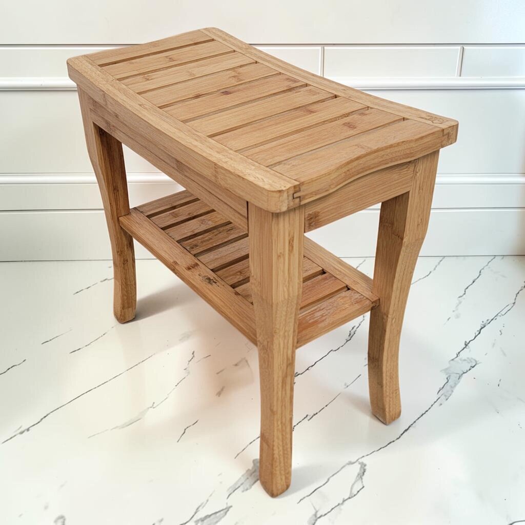 8392 2 Tier Bamboo Shower Bench