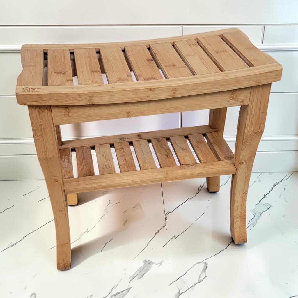8392 2 Tier Bamboo Shower Bench