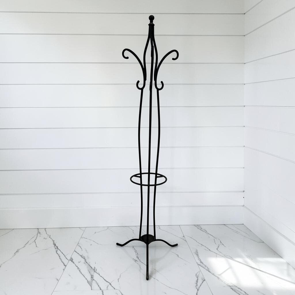 8393 Black Metal Coat and Umbrella Tree