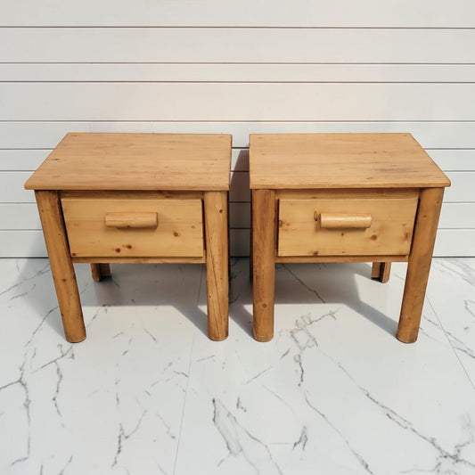 8394-8395 Contemporary Rustic Pine Nightstand Used ~ FURNITURE
