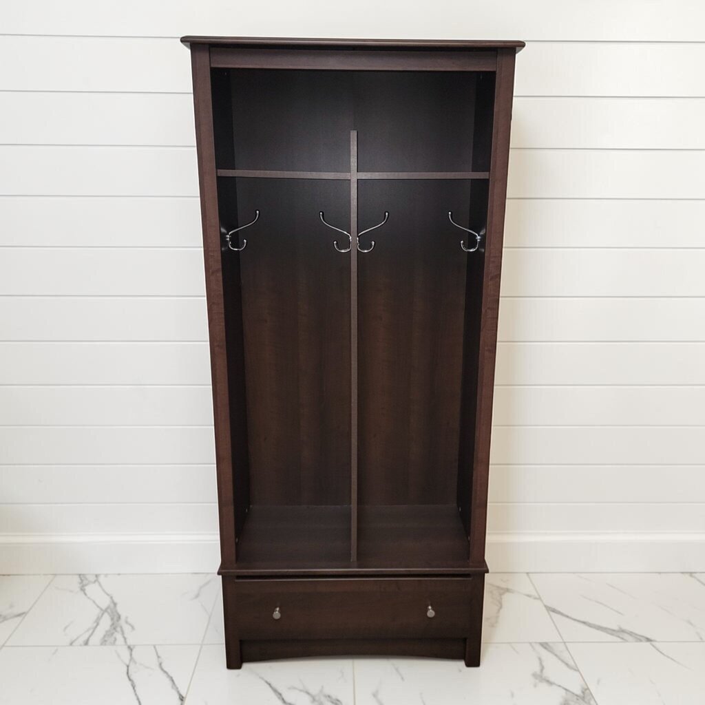 8398 Contemporary Espresso Finished Entryway Hall Tree with Lower Storage Drawer