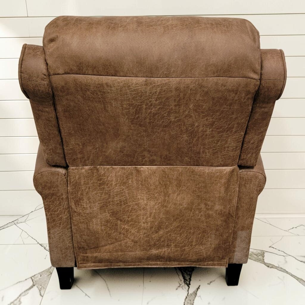 8399 Traditional Distressed Brown Recliner with Nailhead Trim