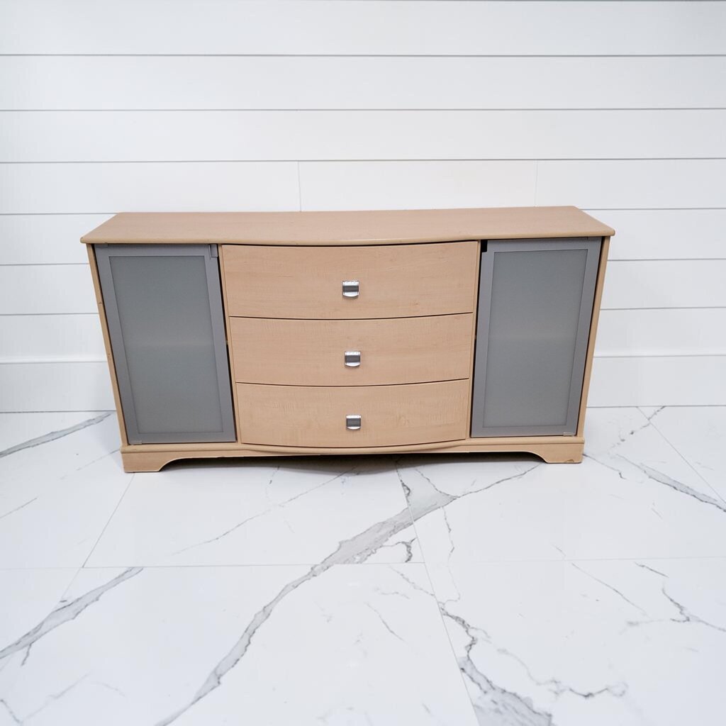 8400 Contemporary Bow-Front Sideboard with Frosted Glass