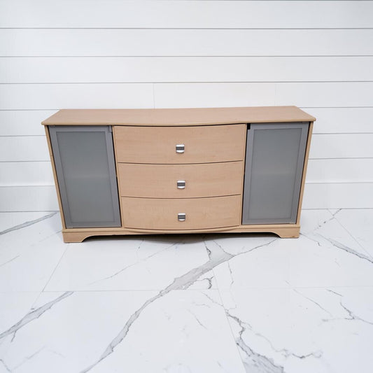 8400 Contemporary Bow-Front Sideboard with Frosted Glass Used ~ FURNITURE
