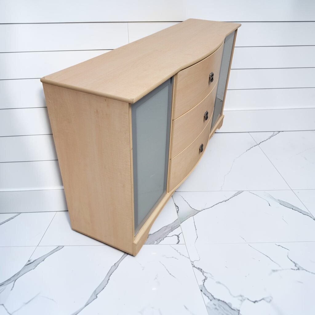 8400 Contemporary Bow-Front Sideboard with Frosted Glass