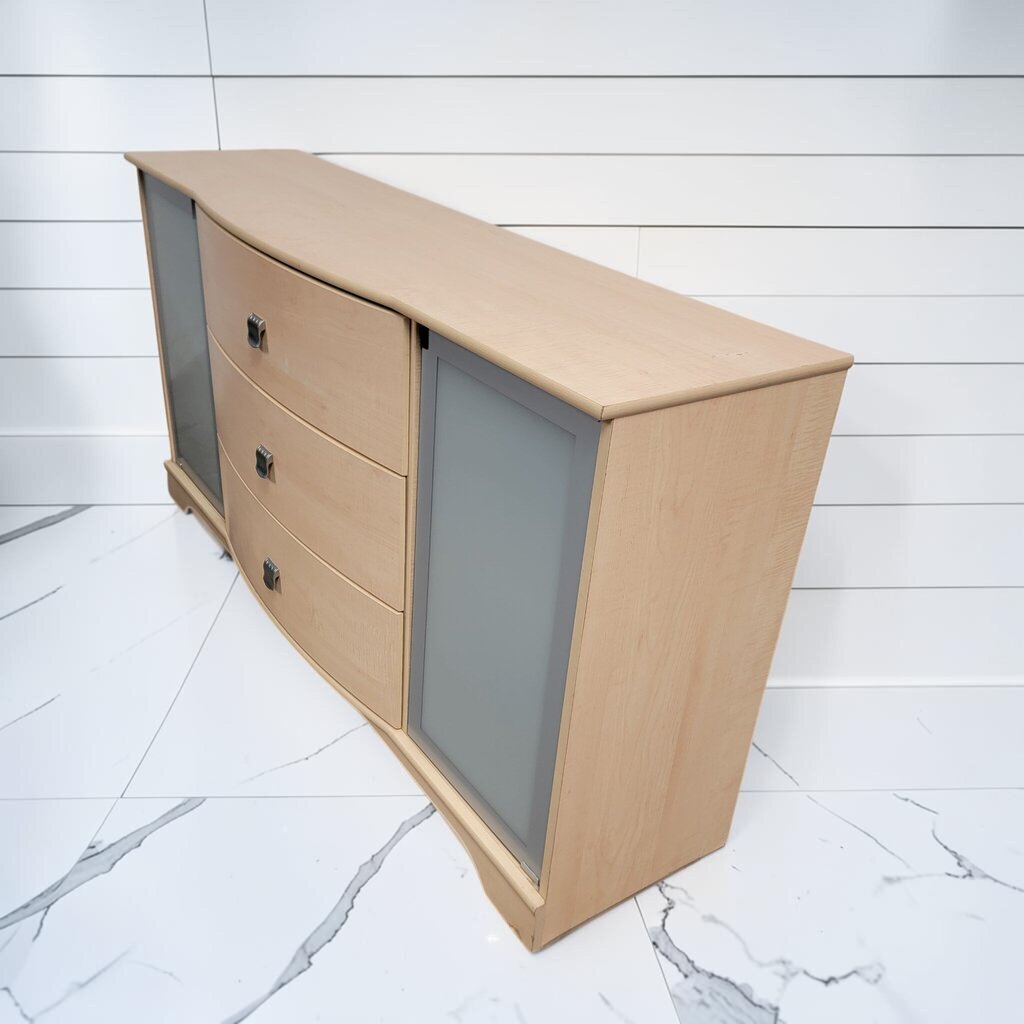 8400 Contemporary Bow-Front Sideboard with Frosted Glass